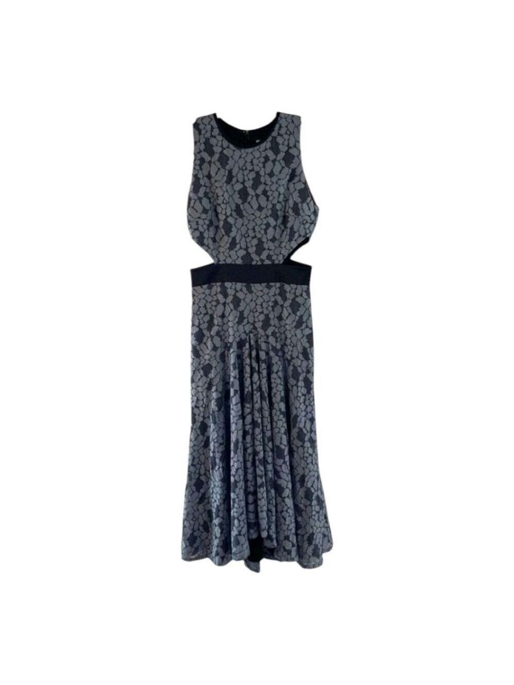 Alexis Dress Size S Blue & Black Lace Cutout Midi - Picture 3 of 5
